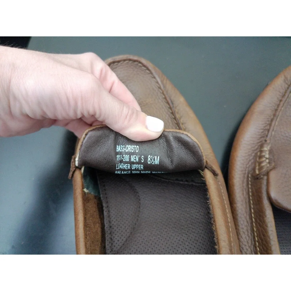 Bass Cristo Loafers Mens 8.5 Brown Leather Tumbled Driving Shoes Moc Toe Classic